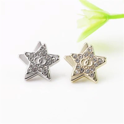 Beş sondajlı yıldız çift daire metal kakma kristal toka